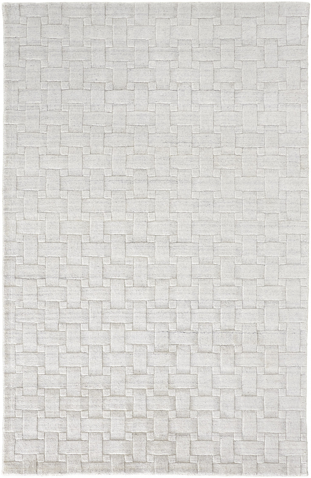 9 x 12 White & Silver Striped Hand Woven Rug
