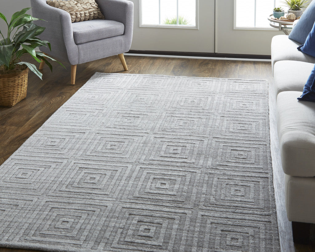 9 x 12 Gray & Silver Striped Hand Woven Rug