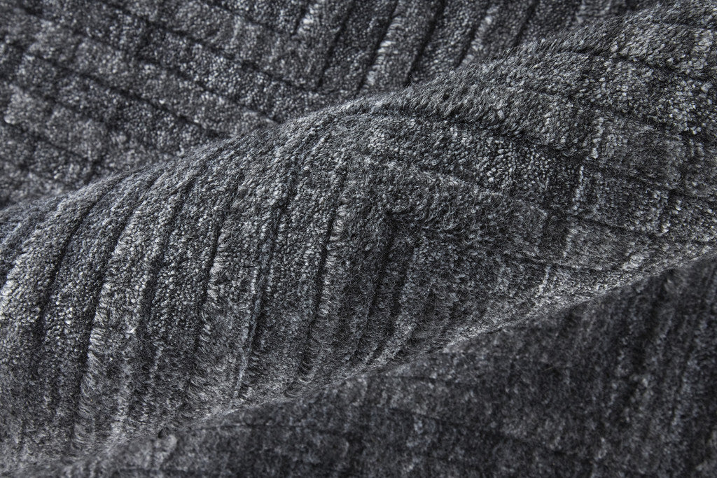 12 x 15 Gray & Black Striped Hand Woven Rug