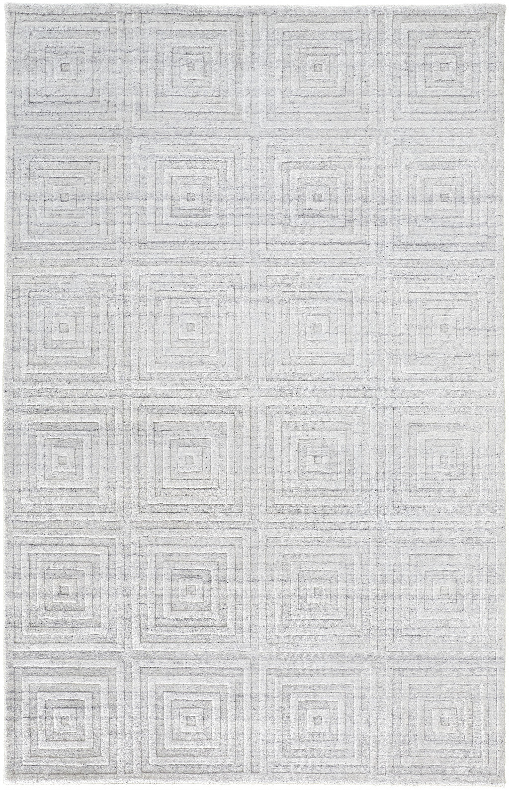 12 x 15 White & Silver Striped Hand Woven Rug