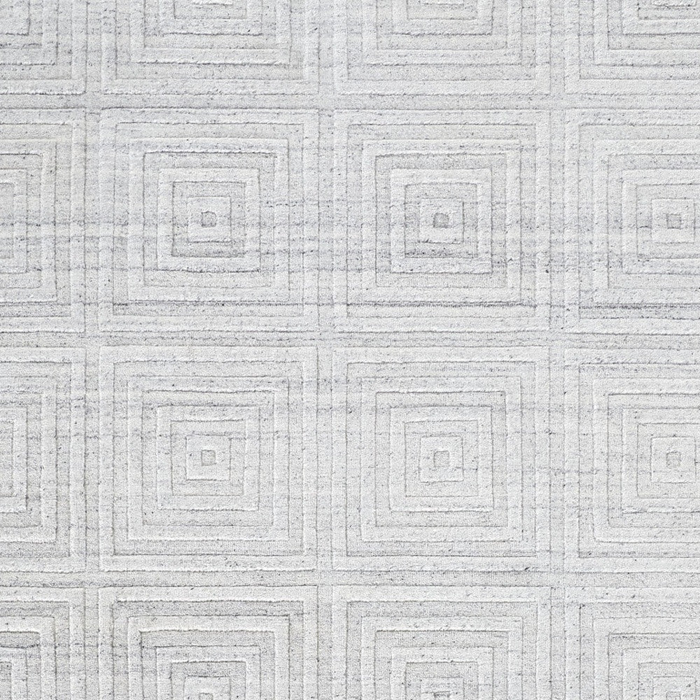 12 x 15 White & Silver Striped Hand Woven Rug