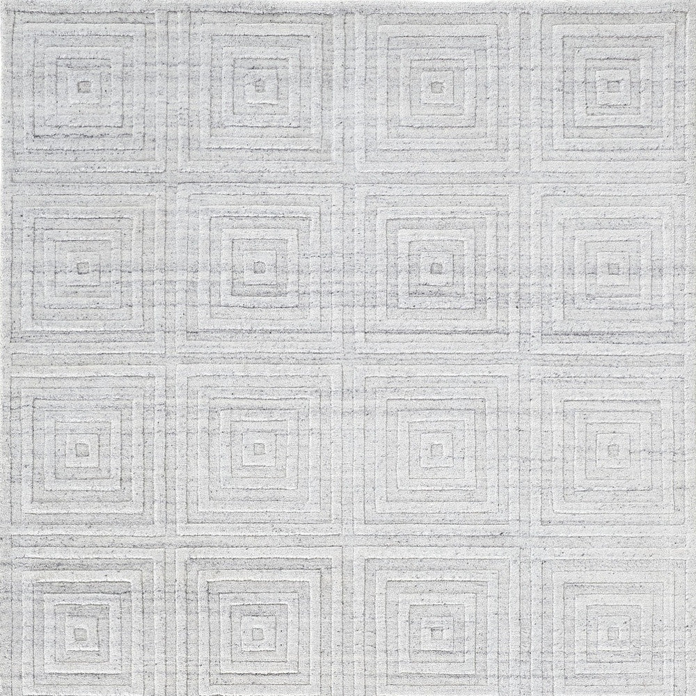 12 x 15 White & Silver Striped Hand Woven Rug