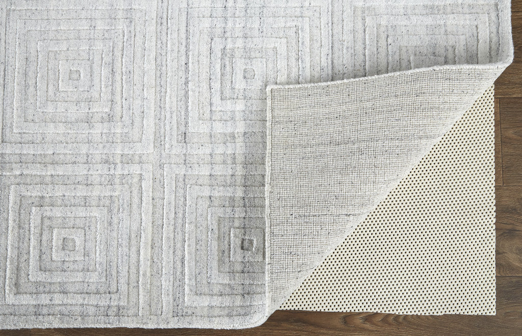 12 x 15 White & Silver Striped Hand Woven Rug