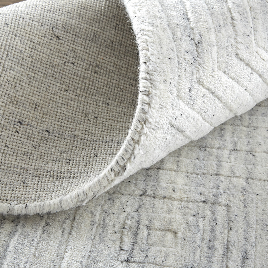 12 x 15 White & Silver Striped Hand Woven Rug