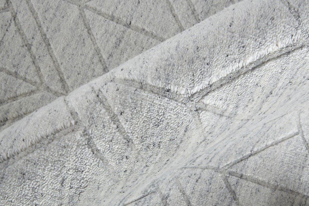 8 x 10 White & Silver Striped Hand Woven Rug