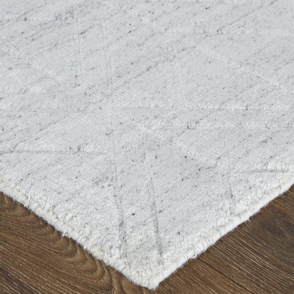 9 x 12 White & Silver Striped Hand Woven Rug