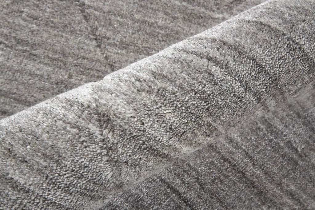 8 x 10 Ivory & Silver Striped Hand Woven Rug