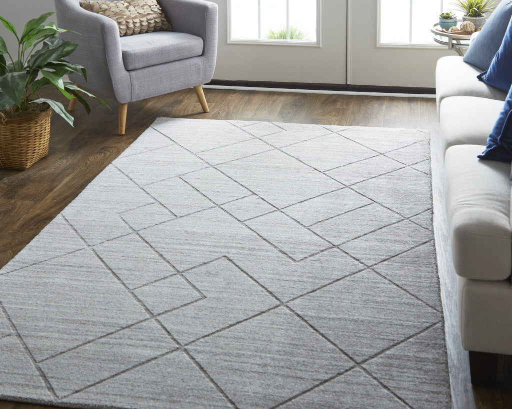 9 x 12 Gray & Silver Striped Hand Woven Rug