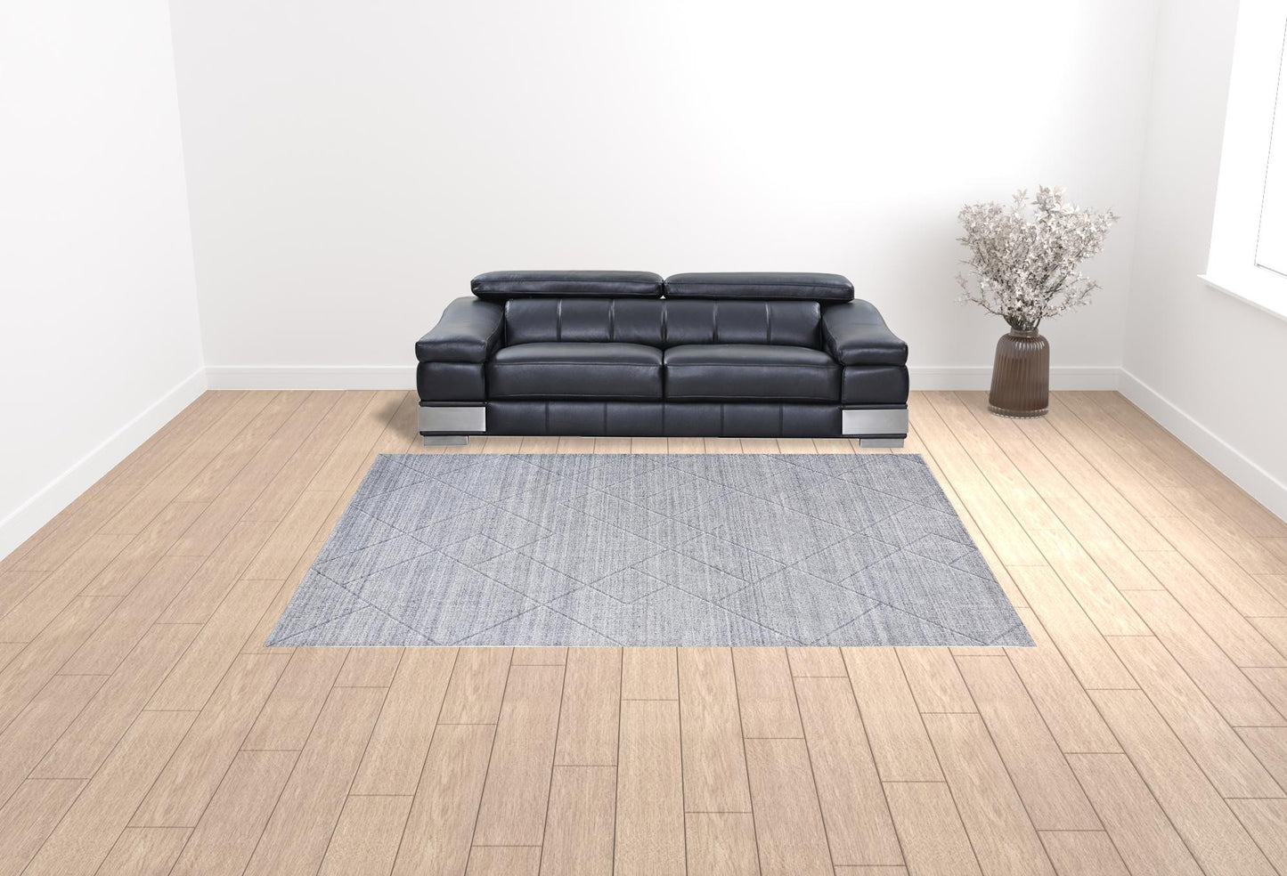 9 x 12 Gray & Silver Striped Hand Woven Rug
