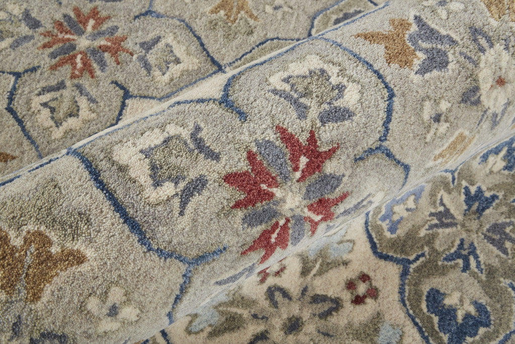 8 x 10 Taupe & Ivory Wool Patchwork Hand Tufted Rug