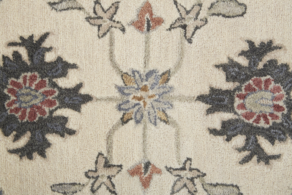 9 x 12 Ivory & Blue Wool Floral Hand Tufted Rug