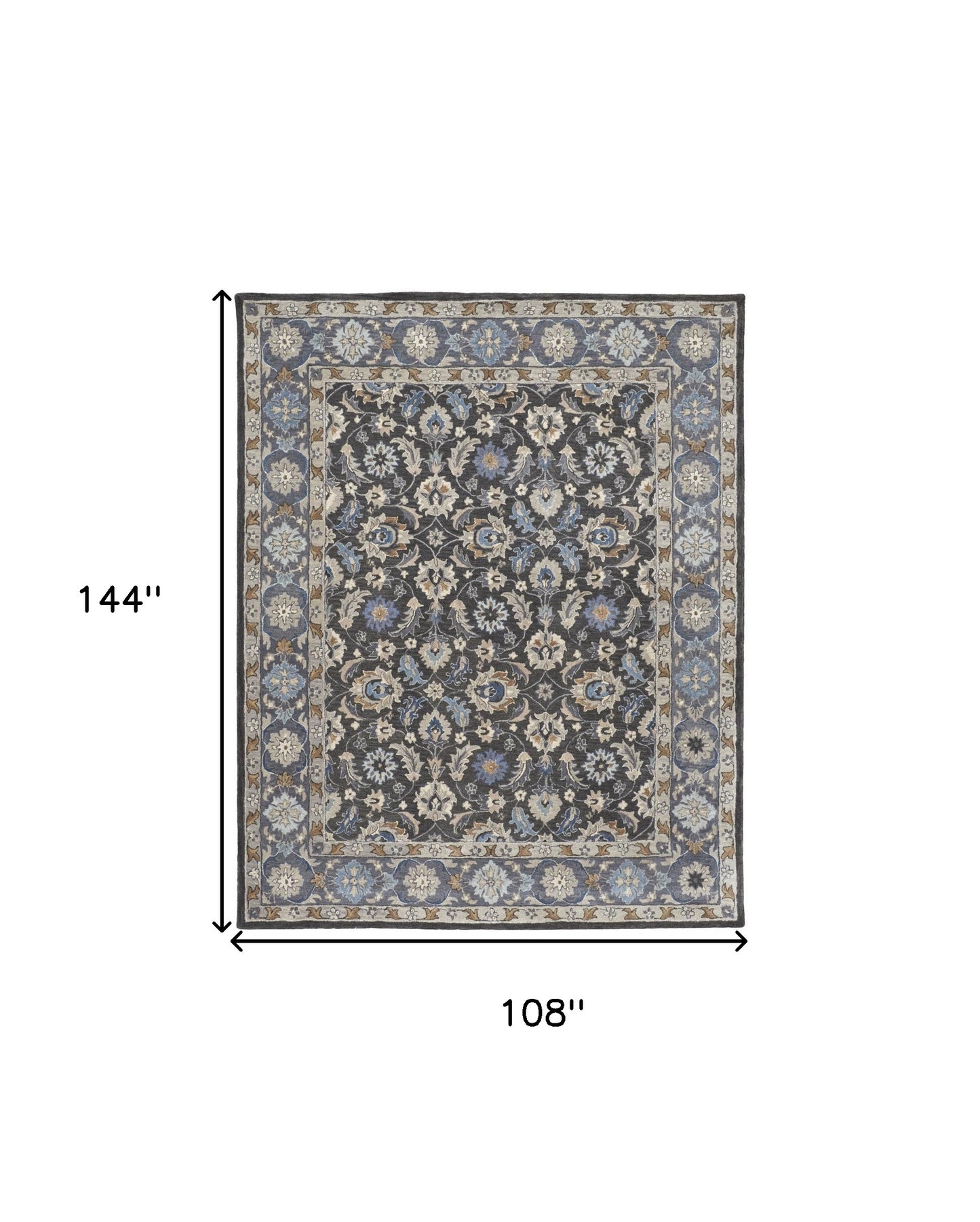 9 x 12 Taupe & Ivory Wool Floral Hand Tufted Rug