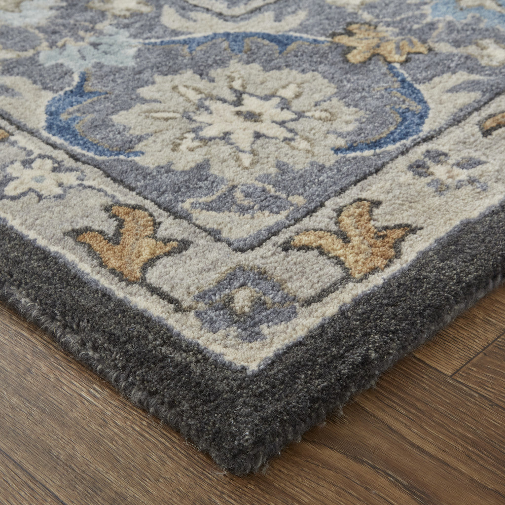 9 x 12 Taupe & Ivory Wool Floral Hand Tufted Rug