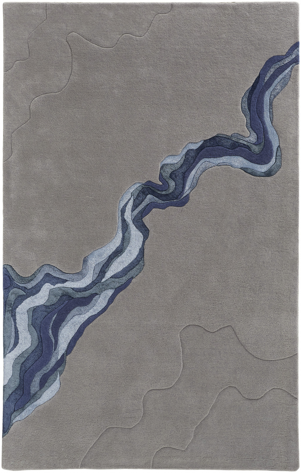 9 x 12 Gray & Blue Wool Hand Tufted Rug