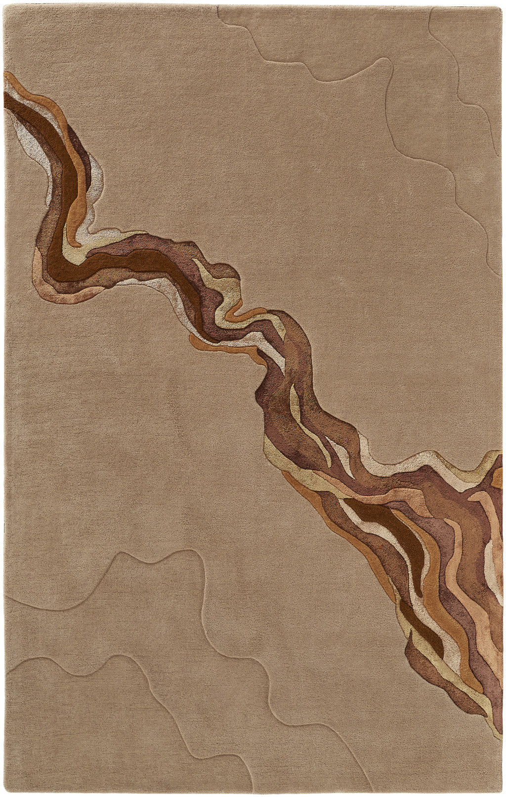 8 x 10 Beige & Brown Hand Tufted Rug