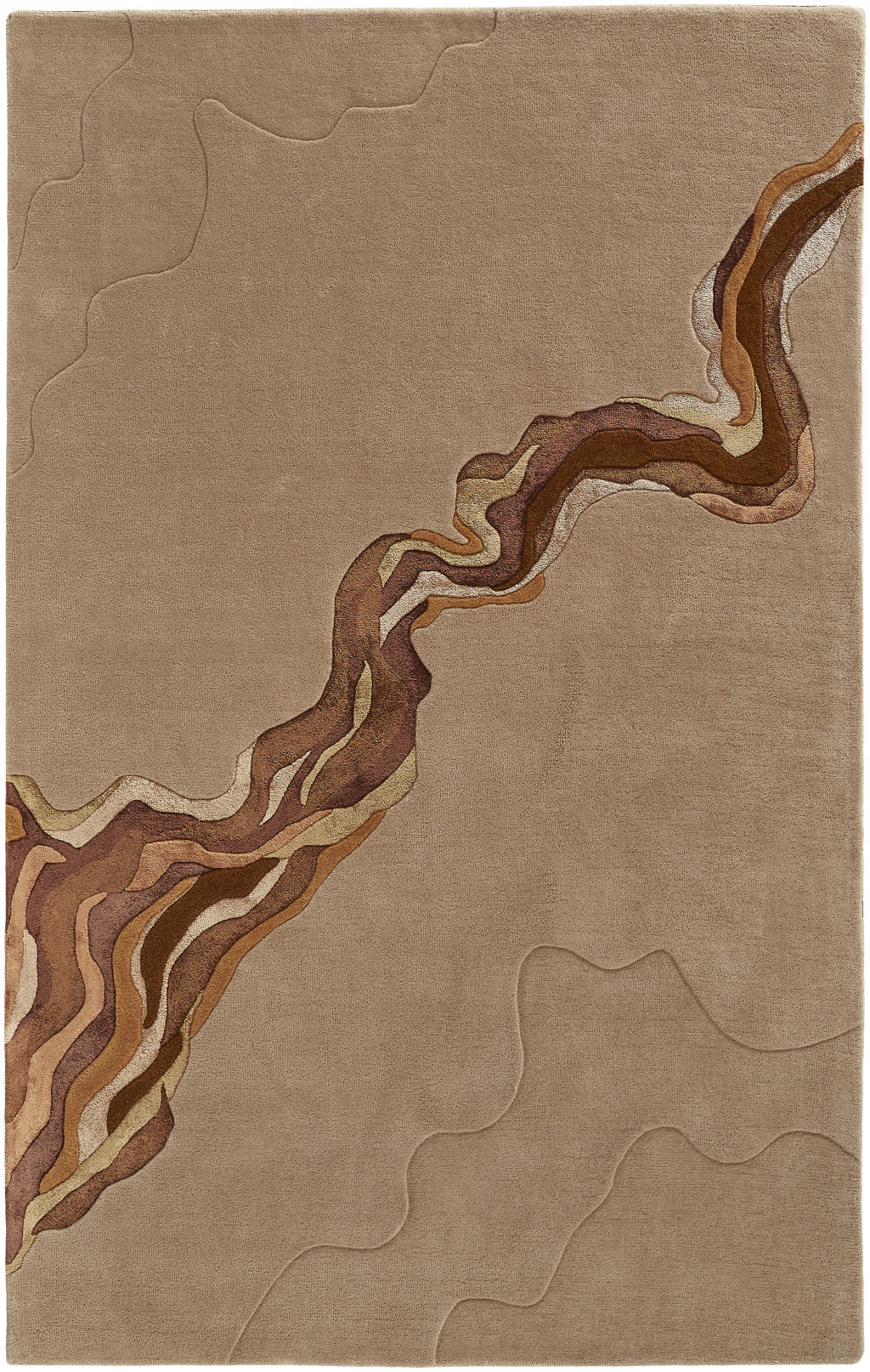 9 x 12 Tan & Orange Wool Hand Tufted Rug