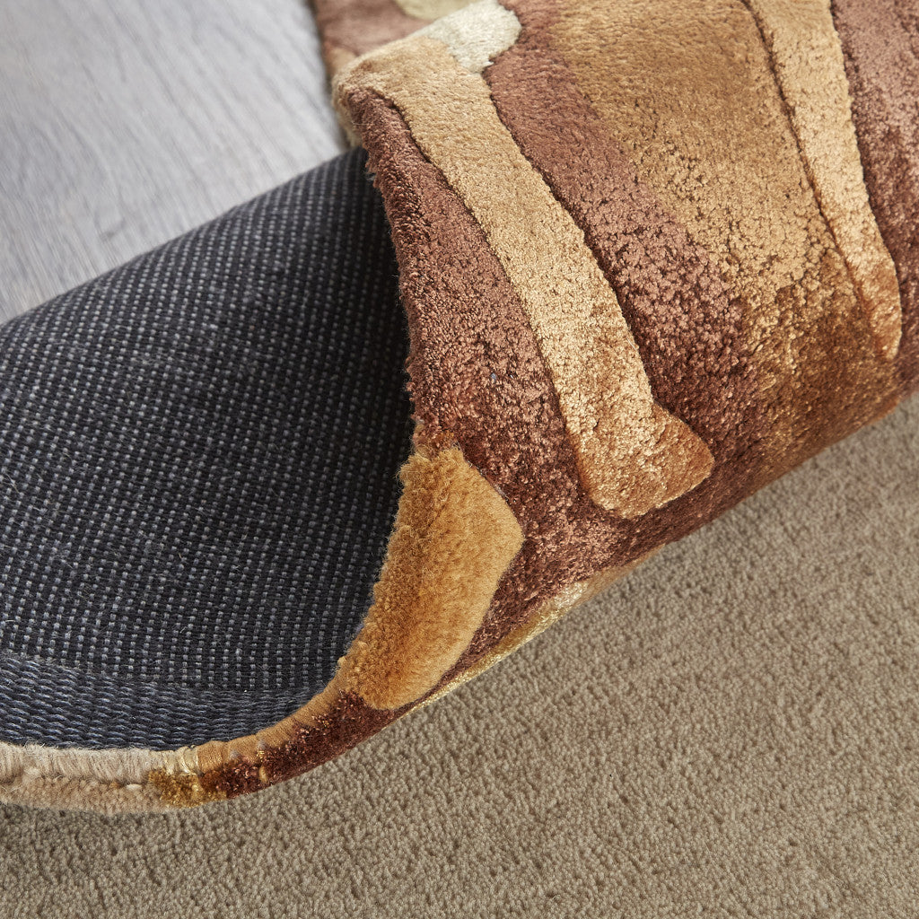 9 x 12 Tan & Orange Wool Hand Tufted Rug