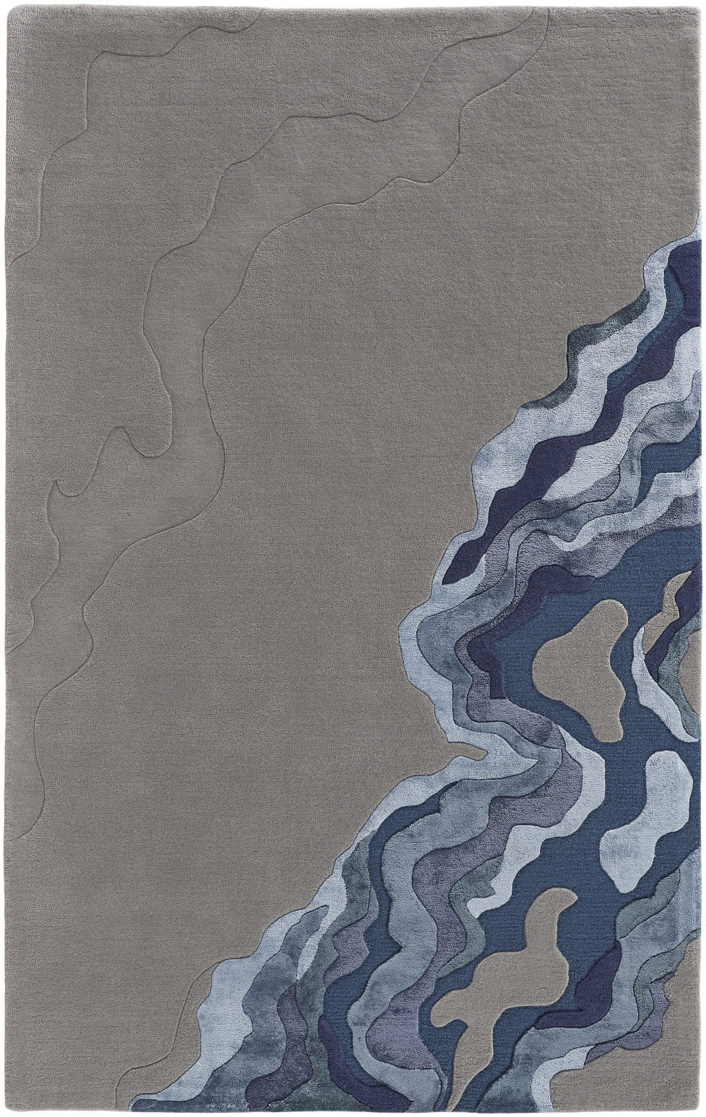 9 x 12 Blue & Gray Wool Hand Tufted Rug
