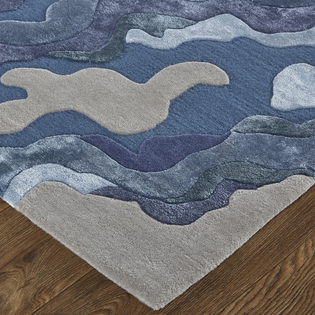 9 x 12 Blue & Gray Wool Hand Tufted Rug
