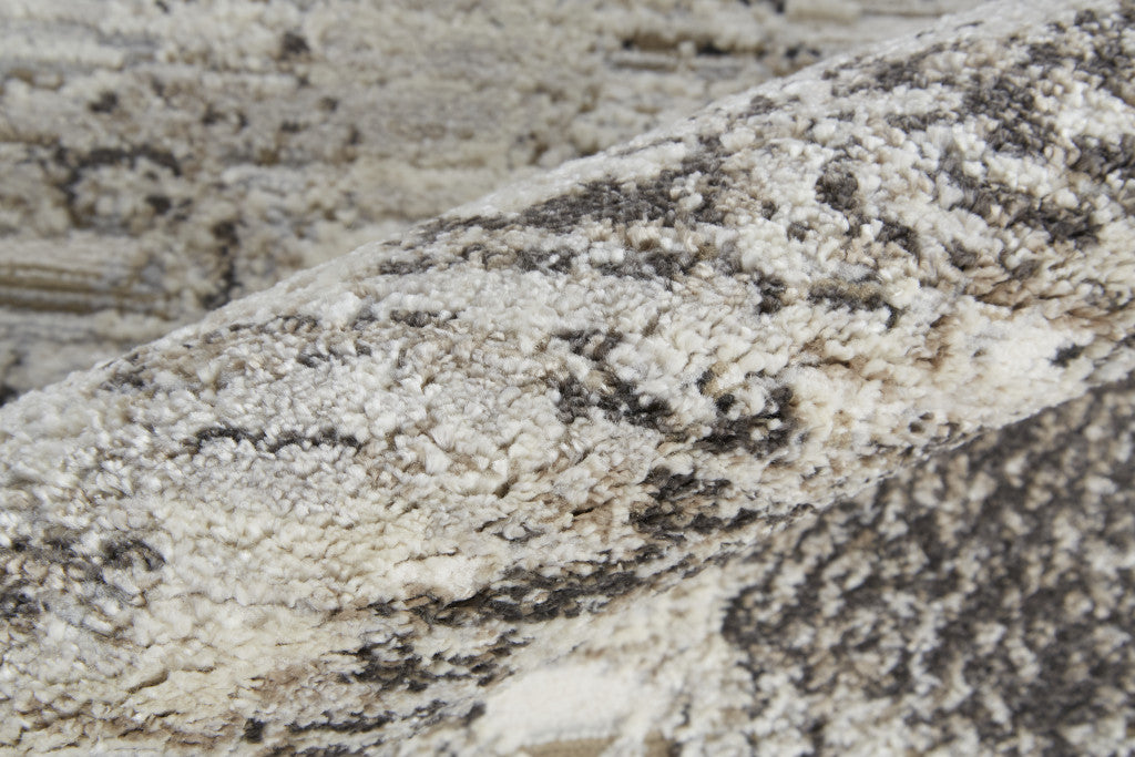 8 x 10 Gray & Ivory Power Loom Distressed Rug