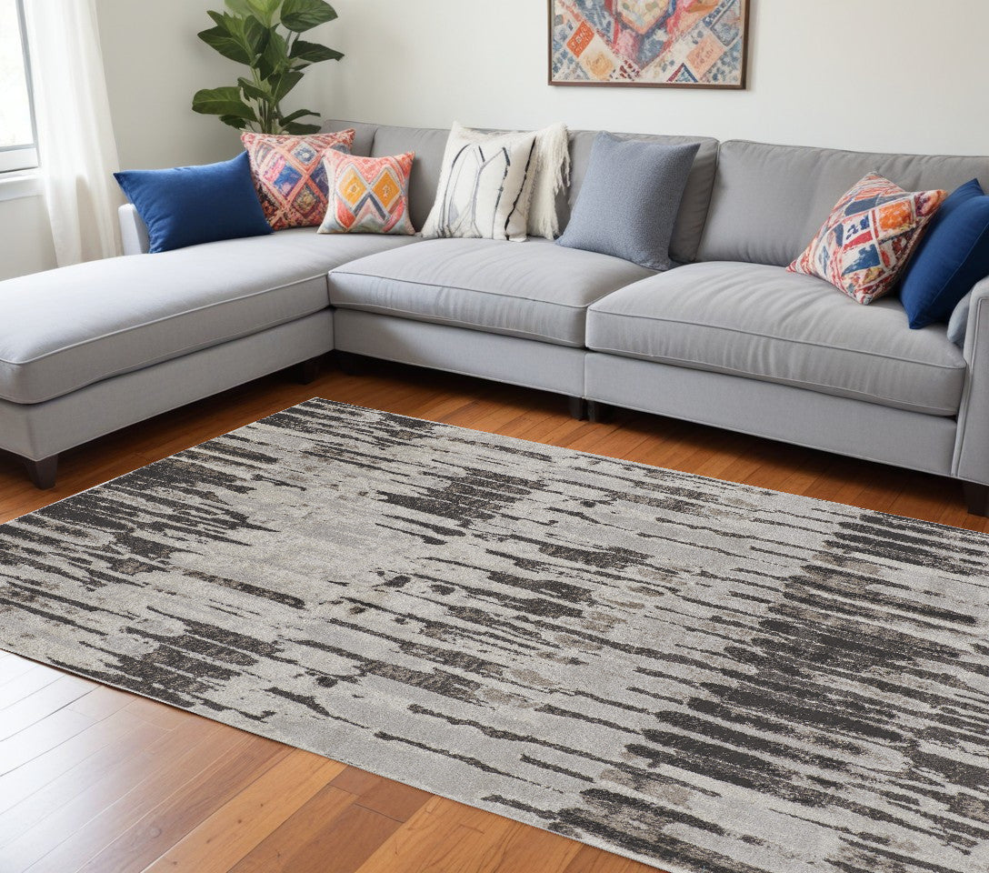 8 x 10 Gray & Ivory Power Loom Rug