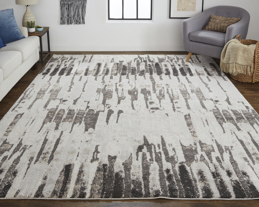 8 x 10 Gray & Ivory Power Loom Rug