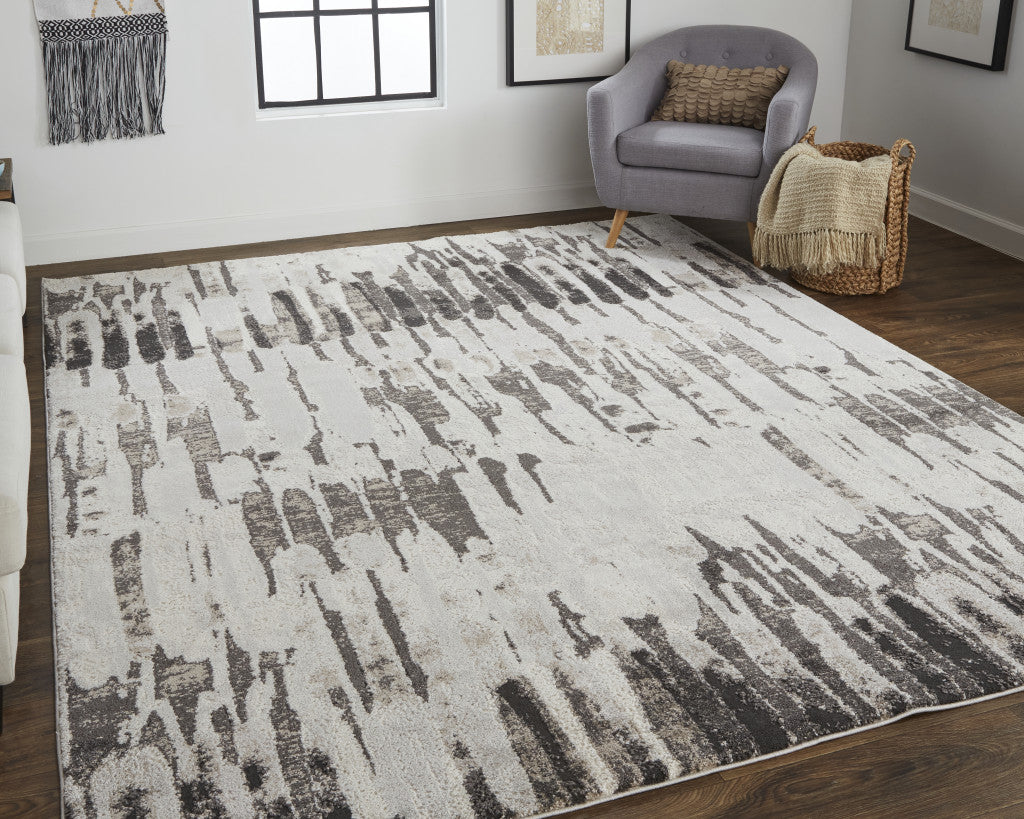 8 x 10 Gray & Ivory Power Loom Rug