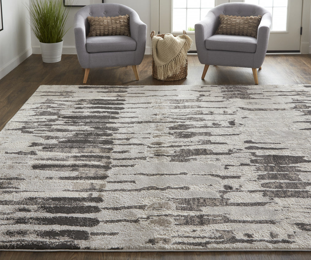 8 x 10 Gray & Ivory Power Loom Rug