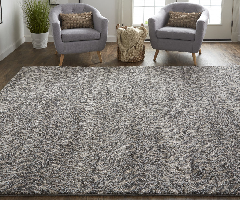 8 x 10 Gray & Ivory Power Loom Rug