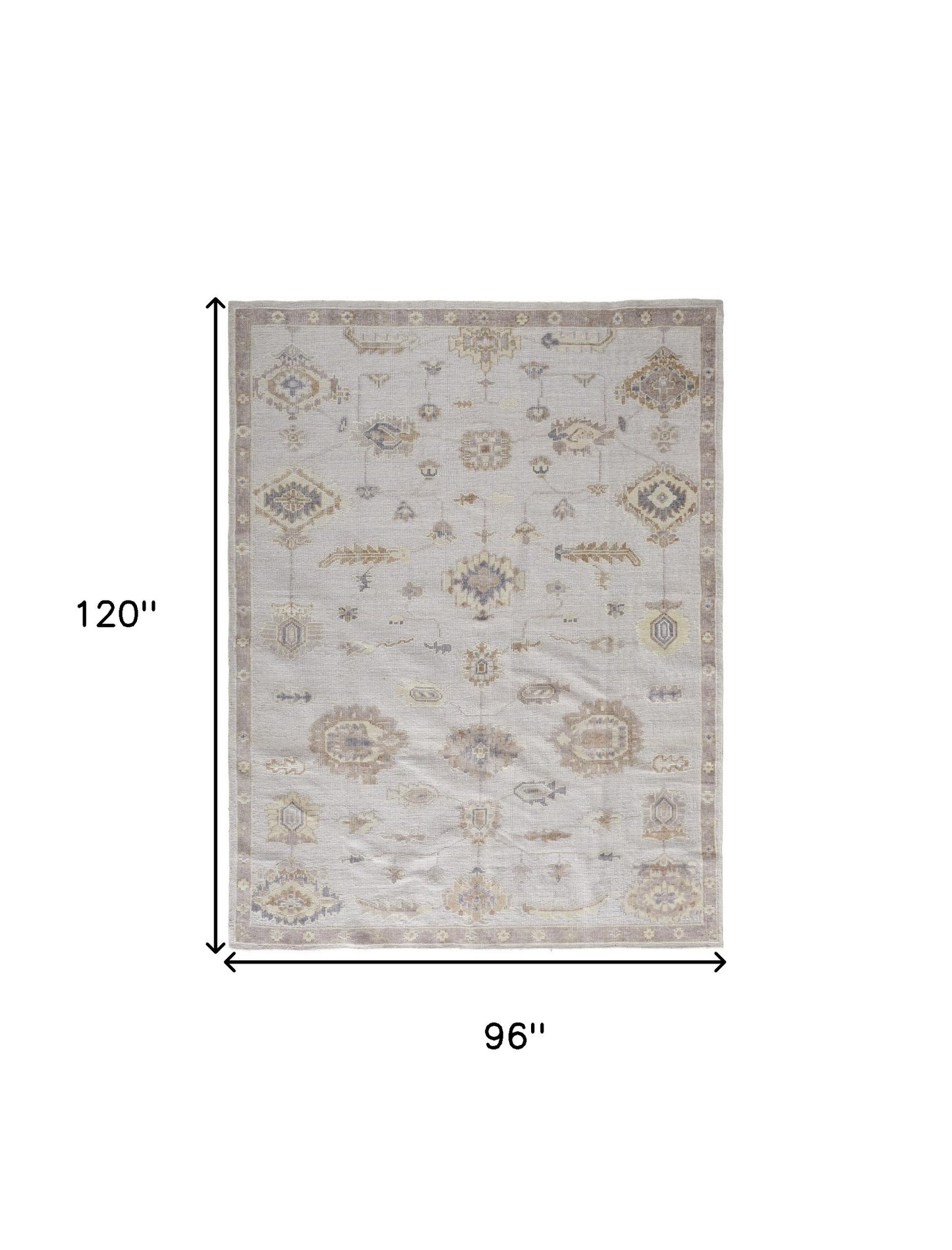 8 x 10 Ivory & Orange Floral Hand Knotted Stain Resistant Rug