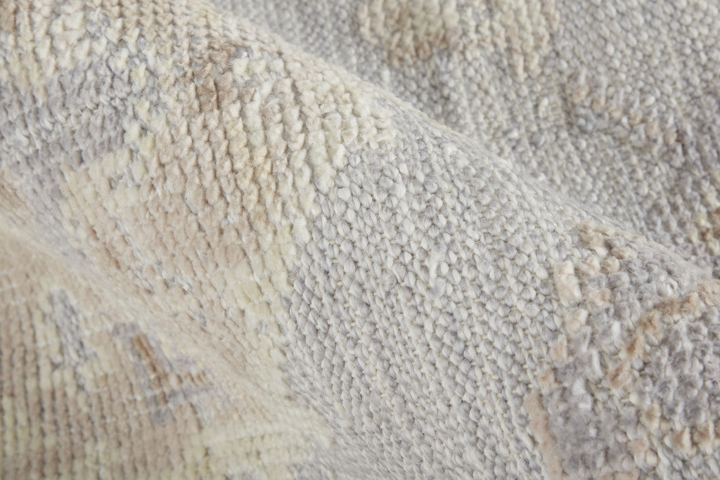 9 x 12 Ivory Silver & Tan Floral Hand Knotted Stain Resistant Rug