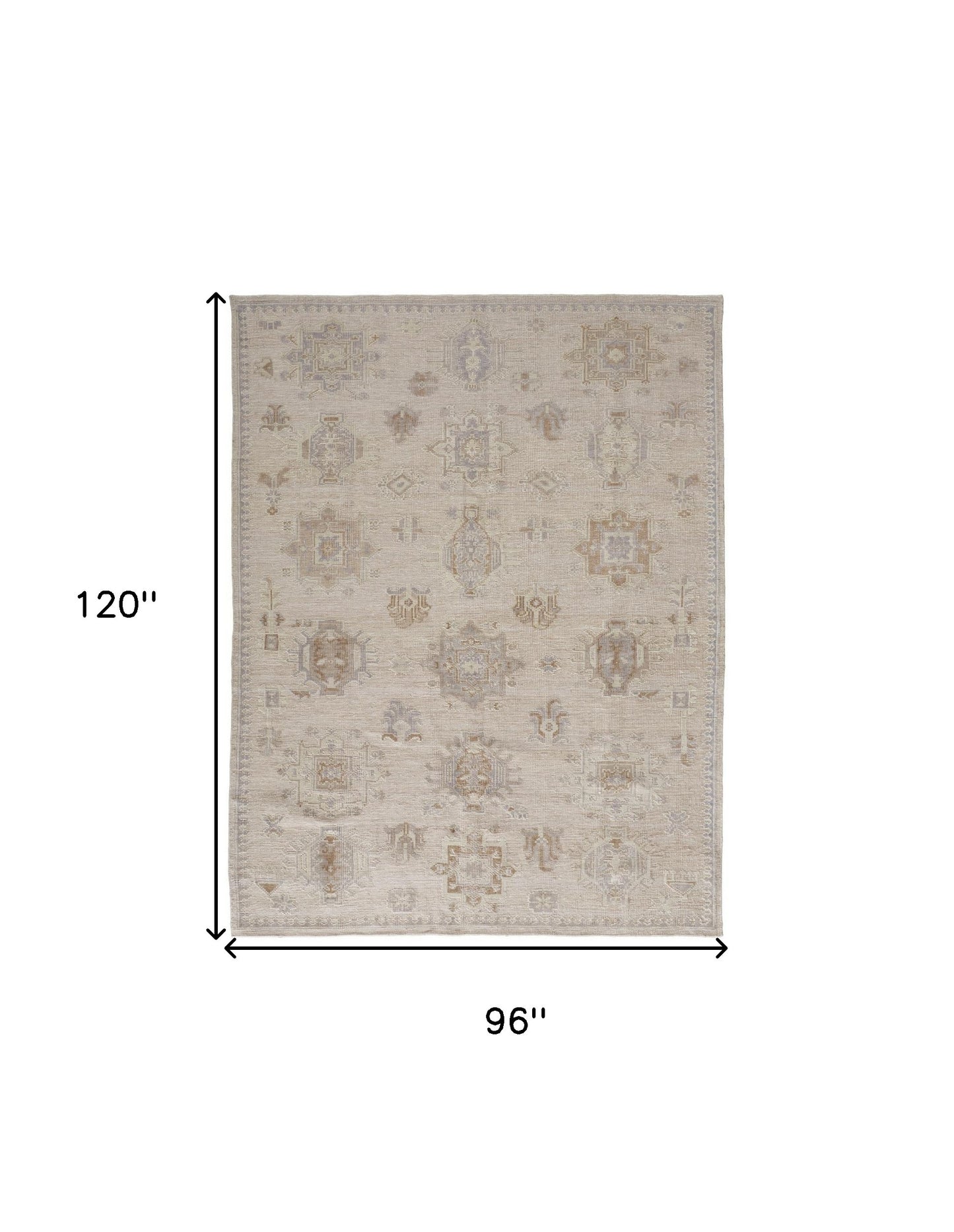 8 x 10 Tan & Brown Floral Hand Knotted Stain Resistant Rug