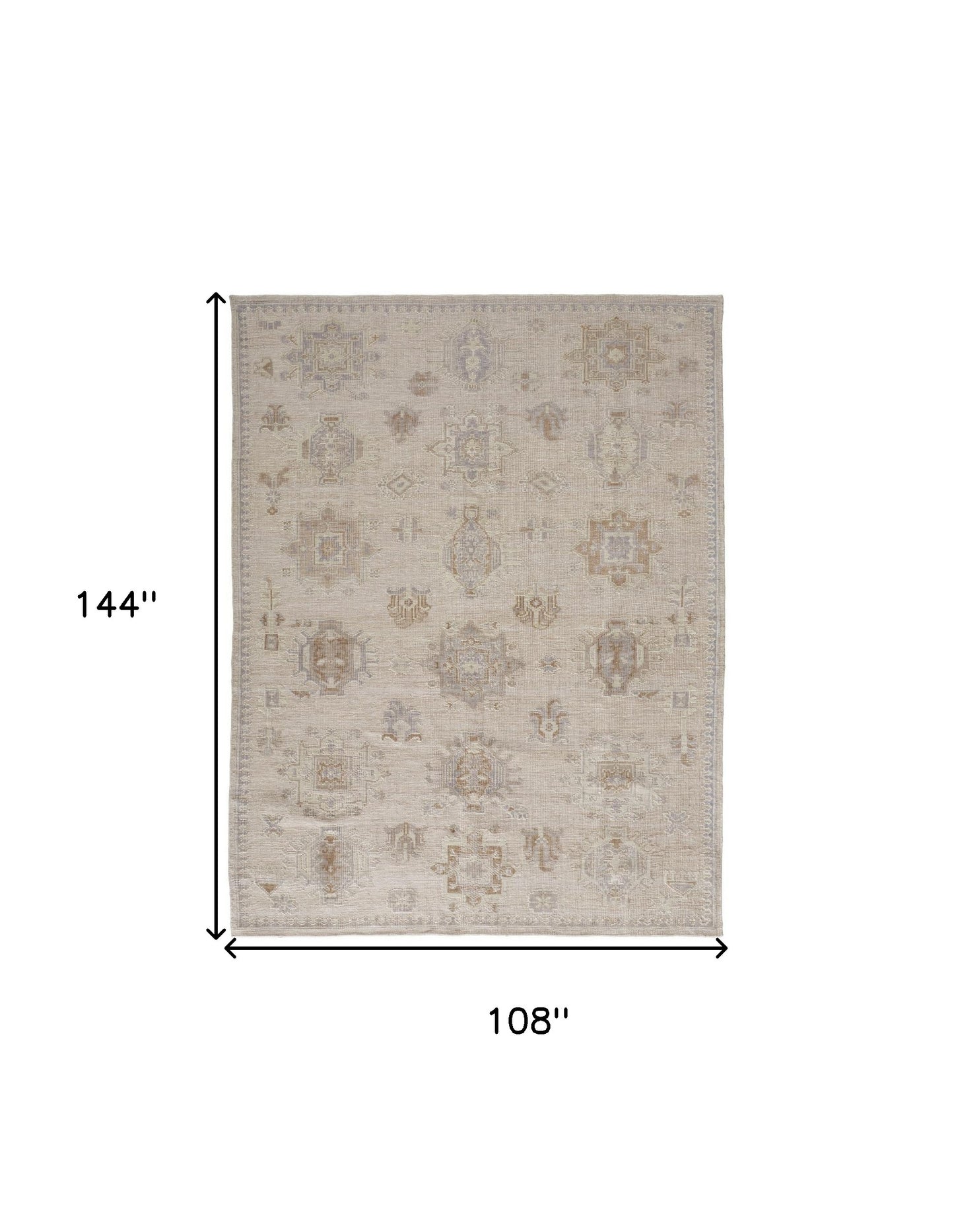 9 x 12 Tan & Brown Floral Hand Knotted Stain Resistant Rug