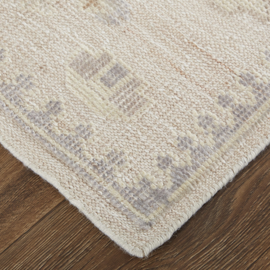 9 x 12 Tan & Brown Floral Hand Knotted Stain Resistant Rug