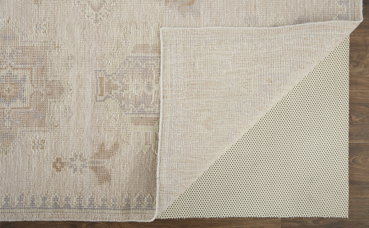 12 x 15 Tan & Brown Floral Hand Knotted Stain Resistant Rug