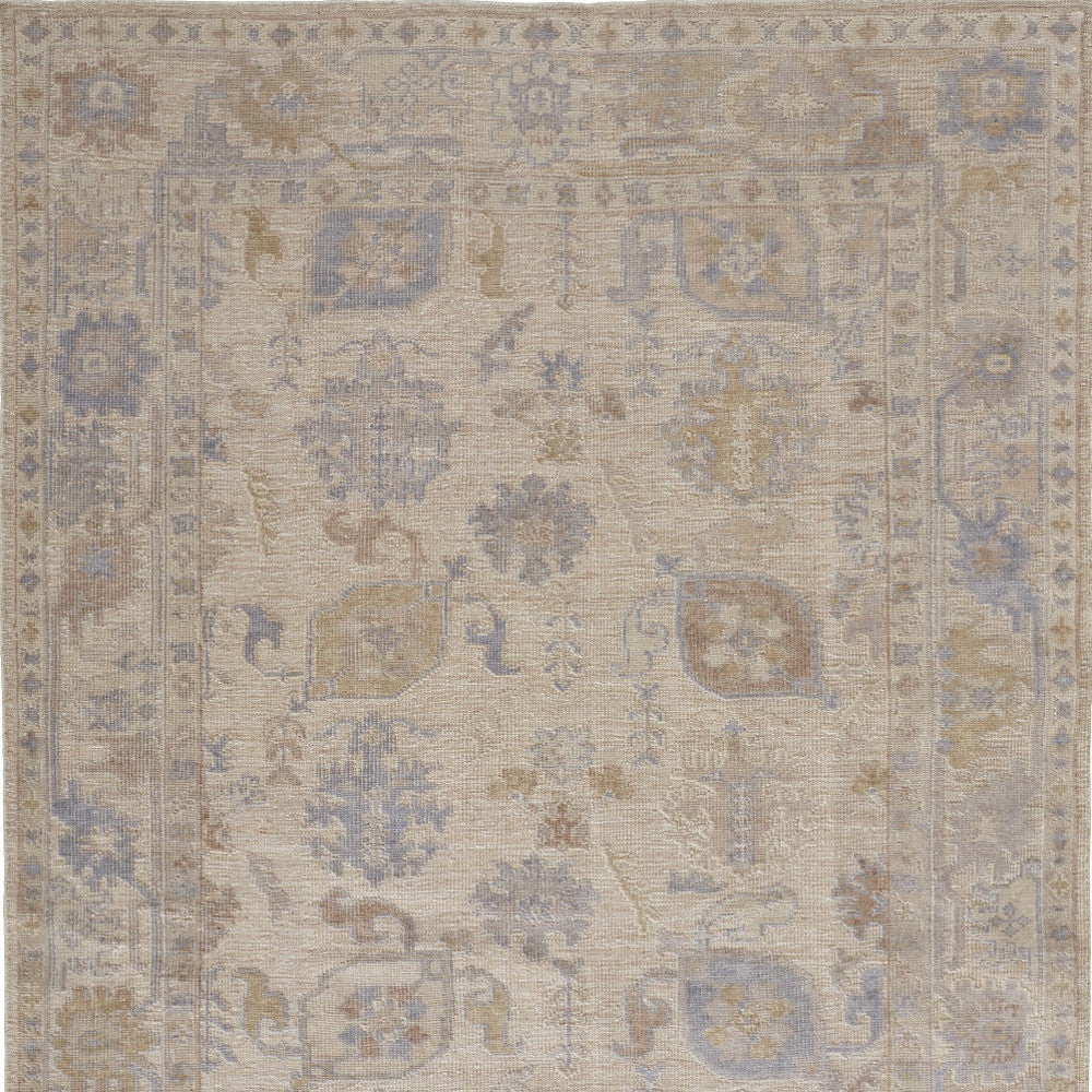 8 x 10 Blue & Ivory Floral Hand Knotted Rug