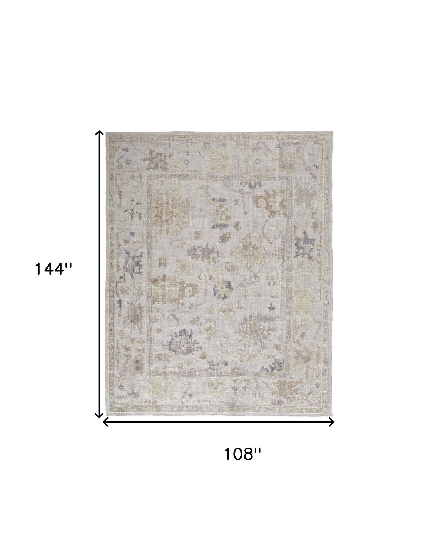 9 x 12 Tan Ivory & Orange Floral Hand Knotted Stain Resistant Rug