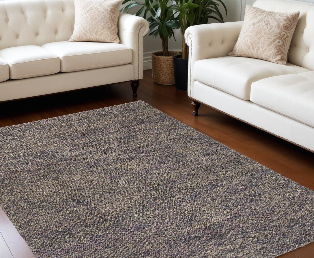 10 x 13 Purple & Gray Wool Hand Woven Distressed Rug