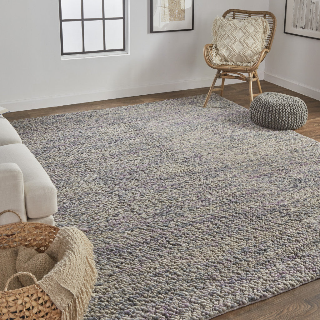 10 x 13 Purple & Gray Wool Hand Woven Distressed Rug