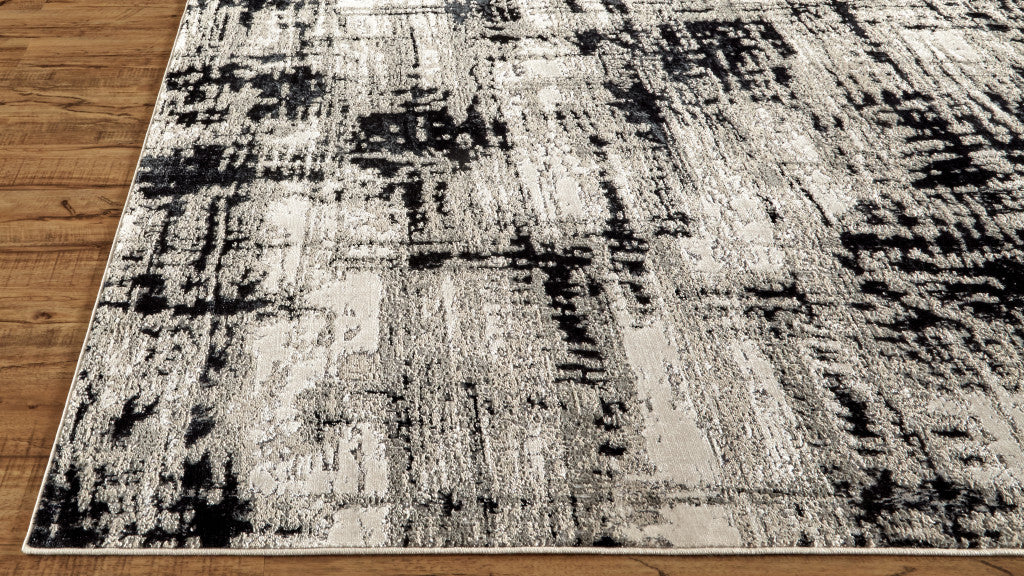 10 x 13 Black White & Gray Stain Resistant Rug