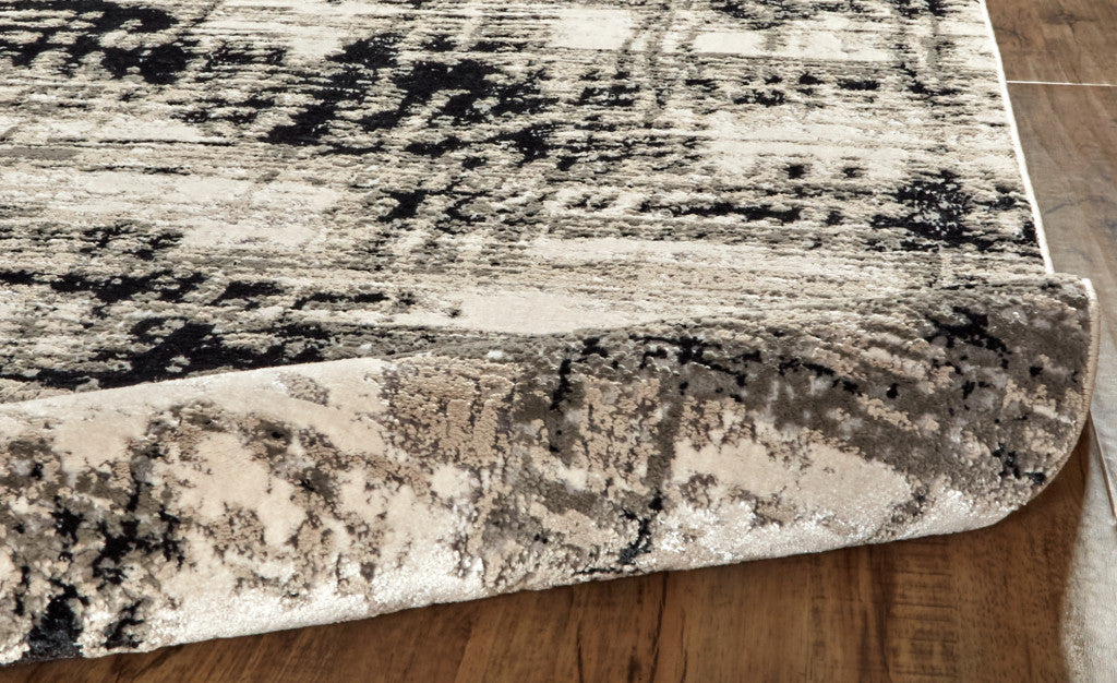 10 x 13 Black White & Gray Stain Resistant Rug