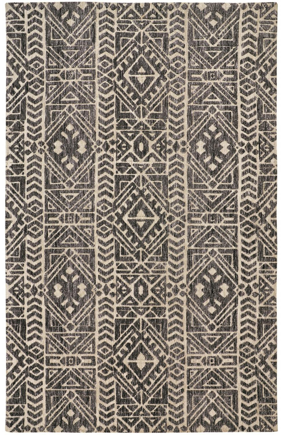 10 x 13 Gray Black & Ivory Striped Stain Resistant Rug