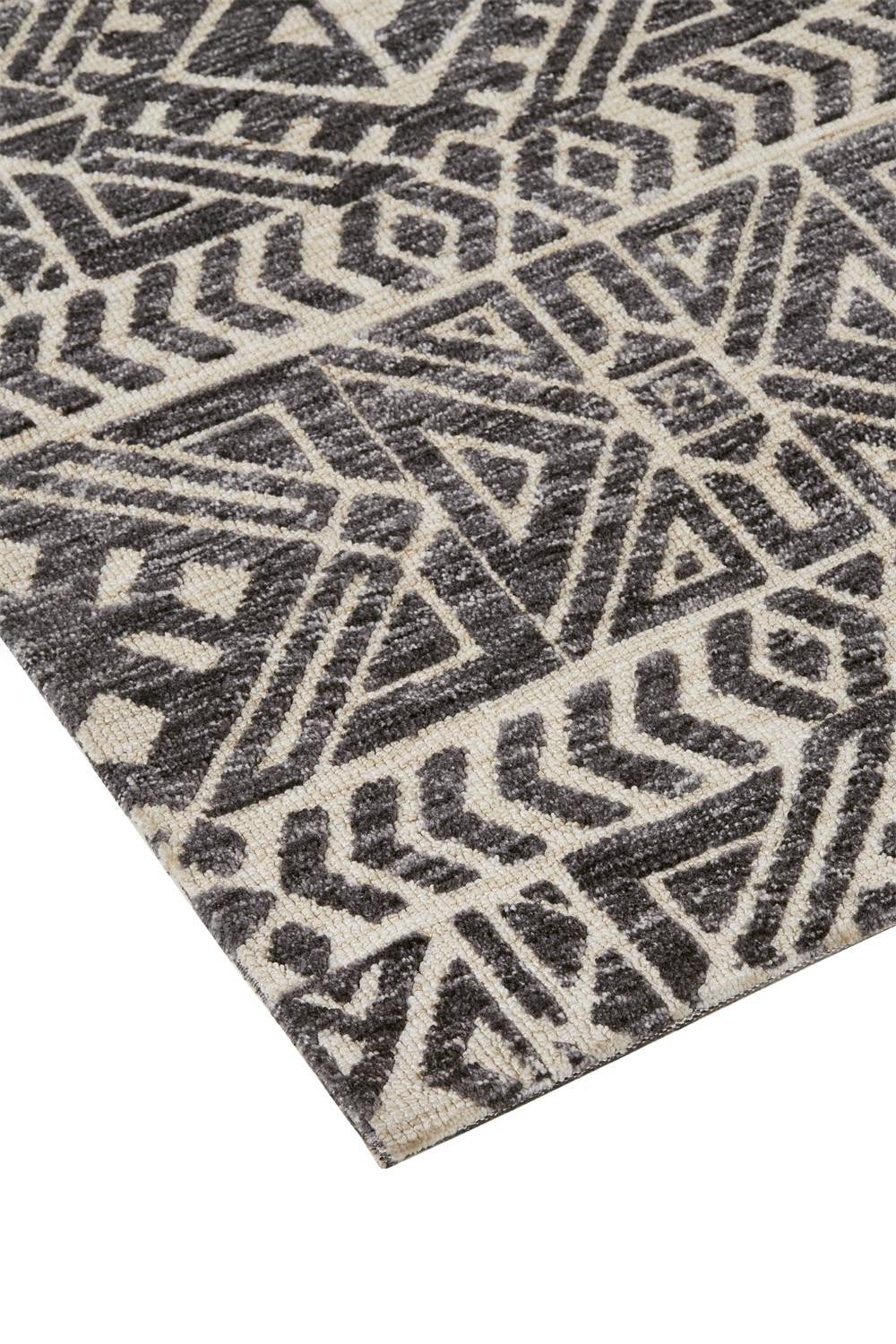 10 x 13 Gray Black & Ivory Striped Stain Resistant Rug