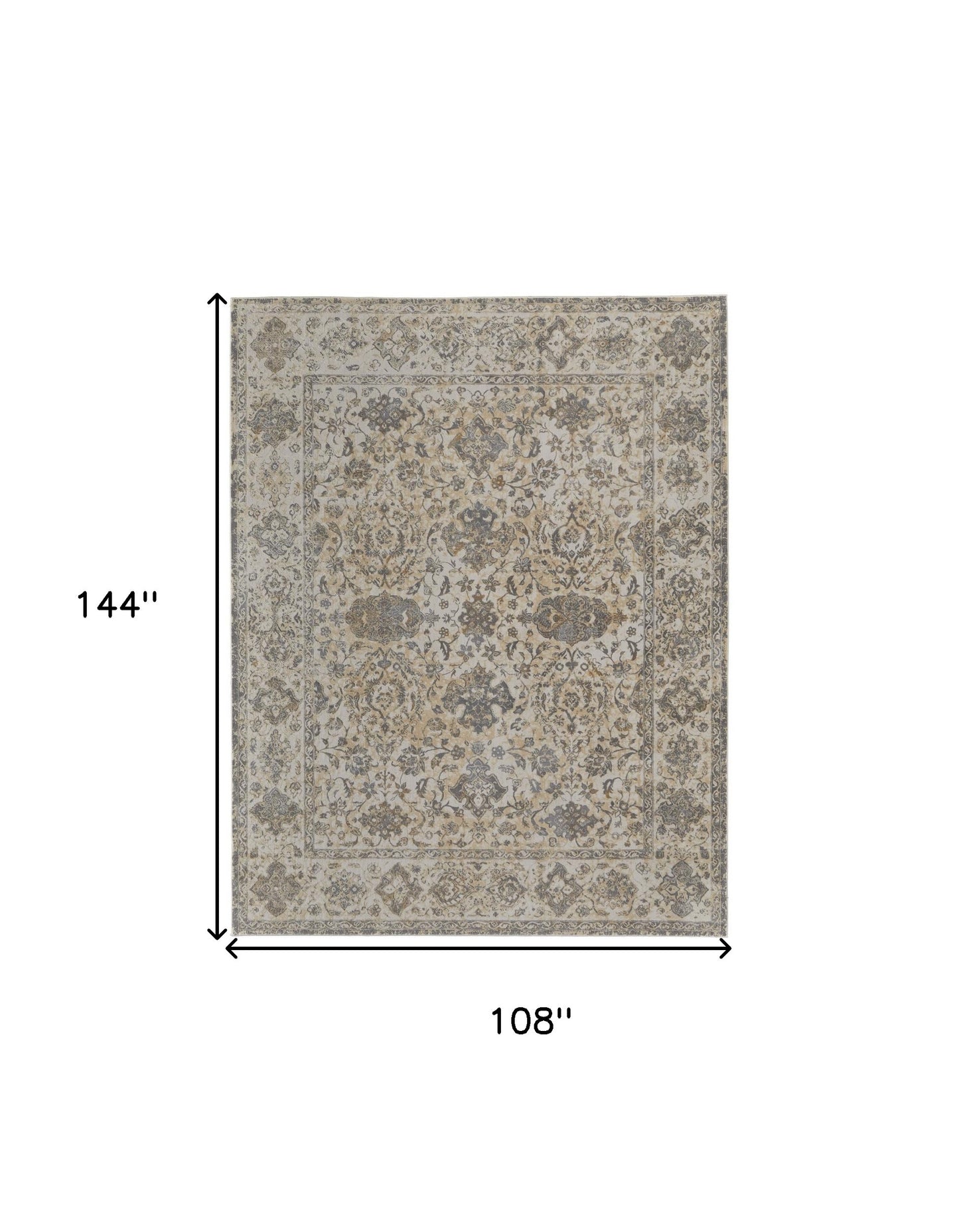 9 x 12 Ivory Tan & Gray Power Loom Rug