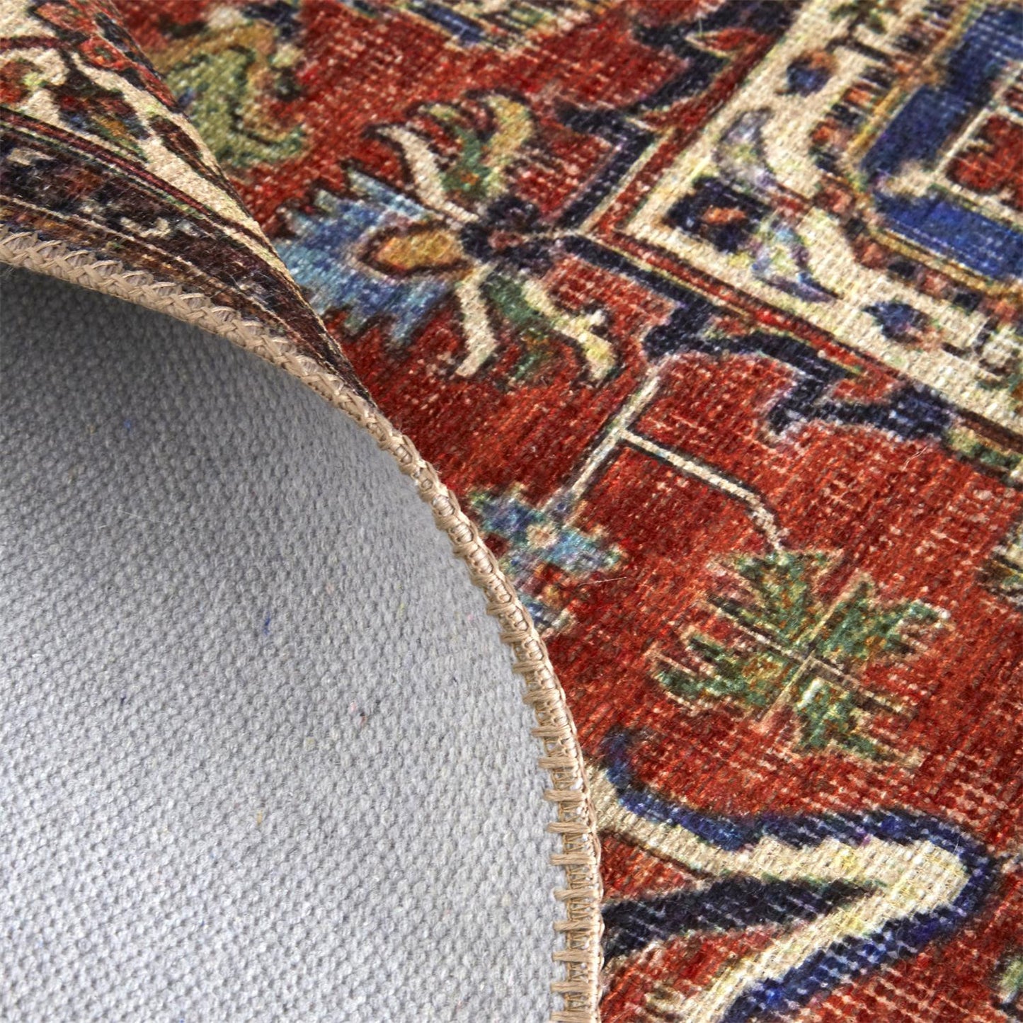 9 x 12 Blue Red & Ivory Floral Rug
