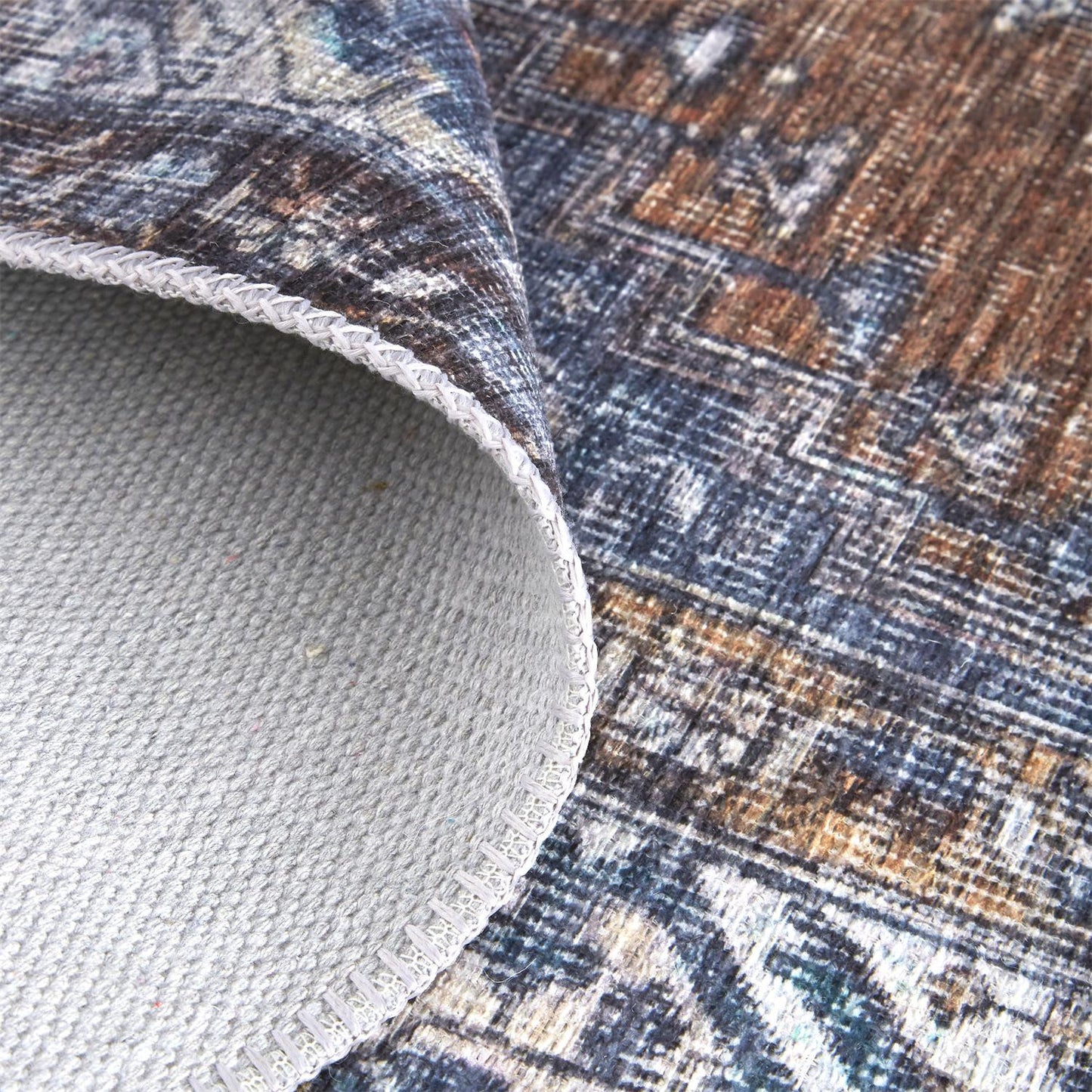 9 x 12 Blue Ivory & Brown Floral Rug
