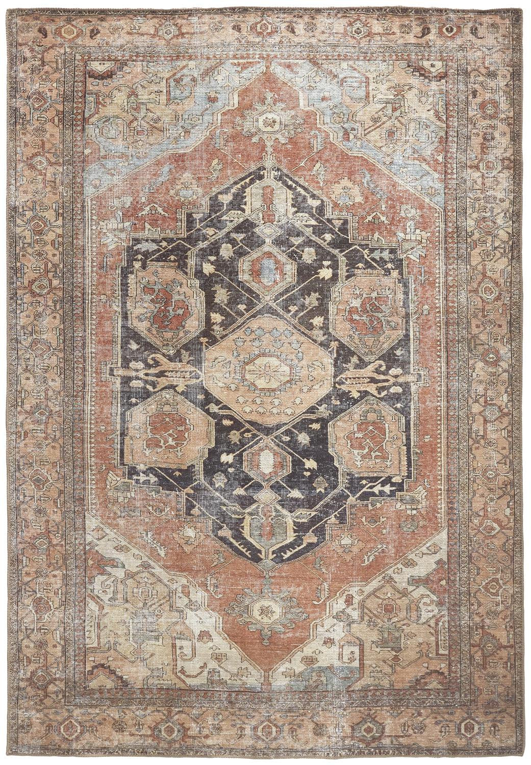 9 x 12 Orange Brown & Taupe Rug