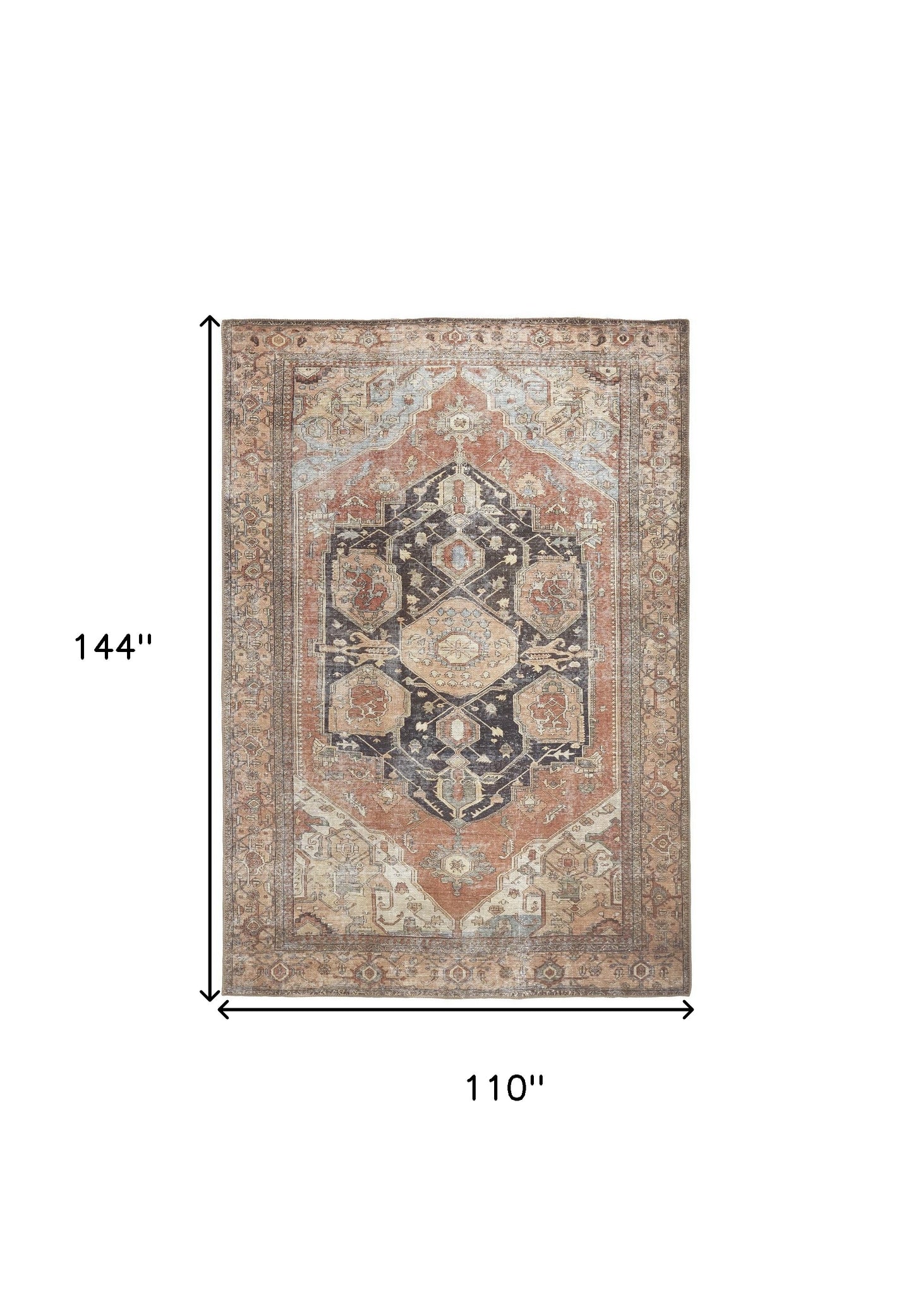 9 x 12 Orange Brown & Taupe Rug