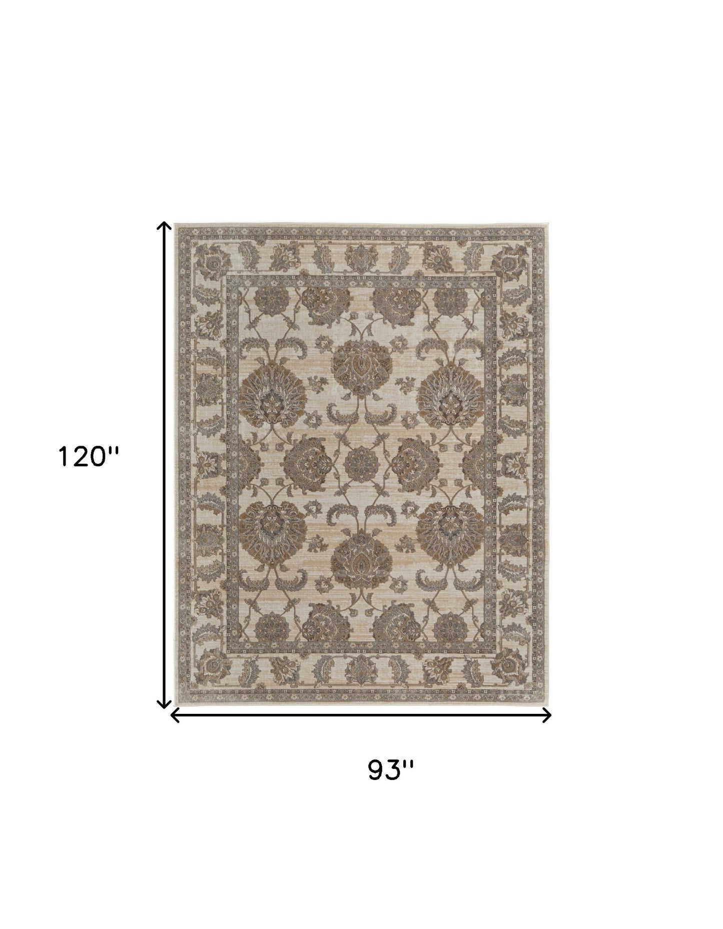 8 x 10 Tan Ivory & Brown Power Loom Rug