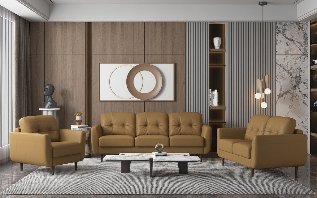 Camel Genuine Leather Arm Chair